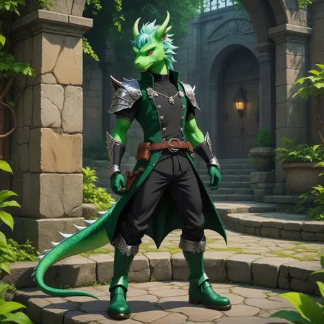 Anthro attractive green male