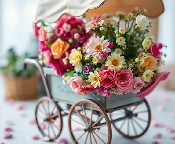 cart with flowers