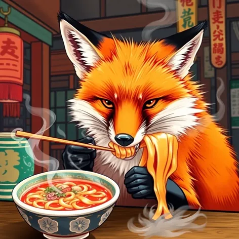 fox eating ramen