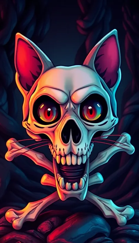 cat skull and bones