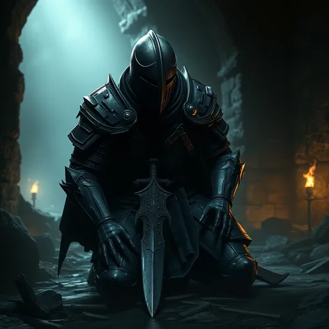 dark souls knight kneeling