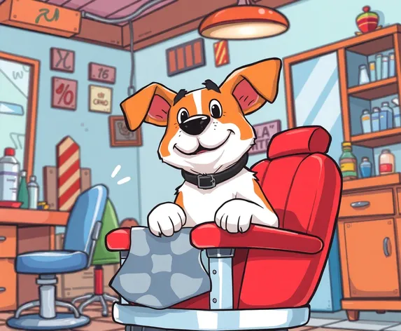 dog in barber chair