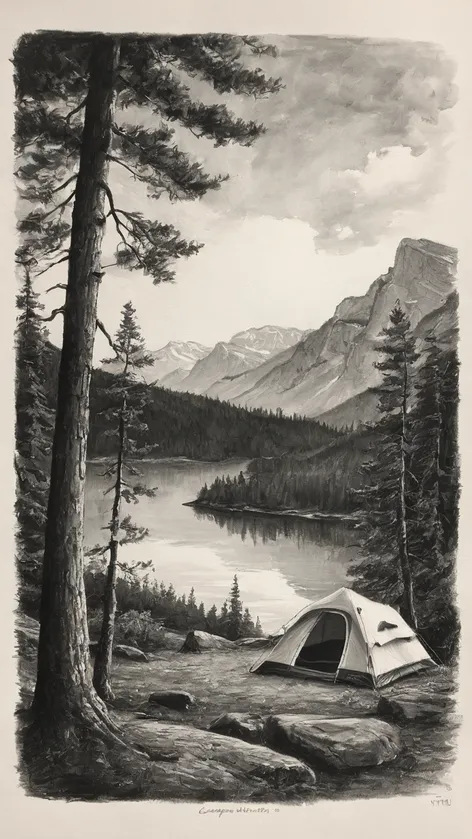 camping drawing