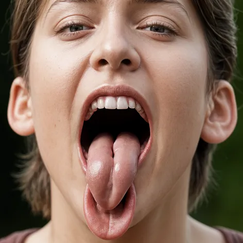 Protruding tongue with saliva