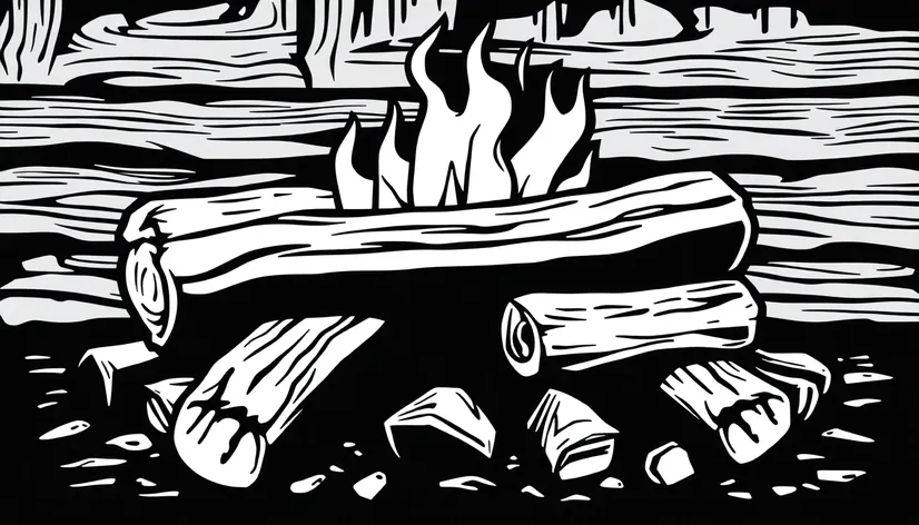 campfire logs clipart black