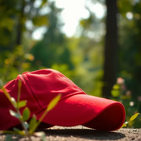 red baseball cap