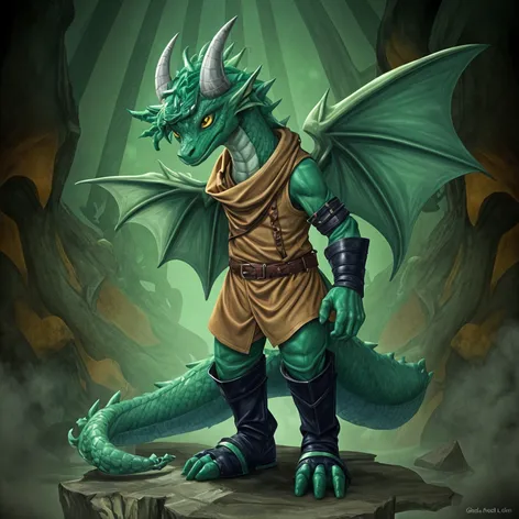 Anthro green male dragon