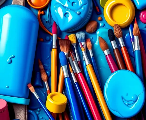 blue art supplies cartoon