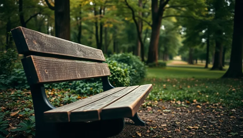 wooded park bench image