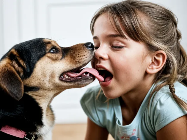 Little girl passionately kissing