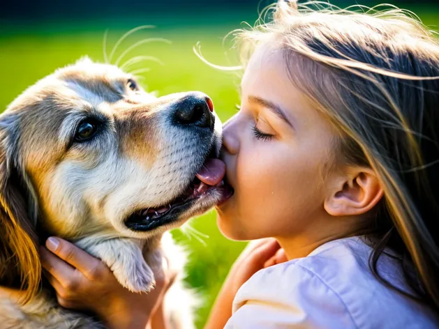 Little girl passionately kissing