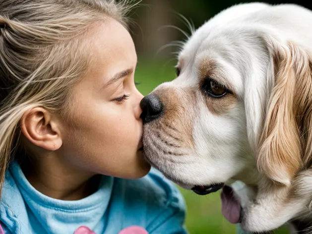 Little girl passionately kissing