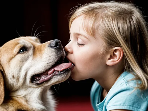 Little girl passionately kissing