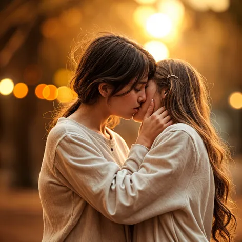 Two girls kissing