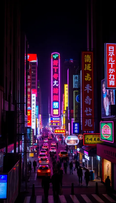 neon lit city