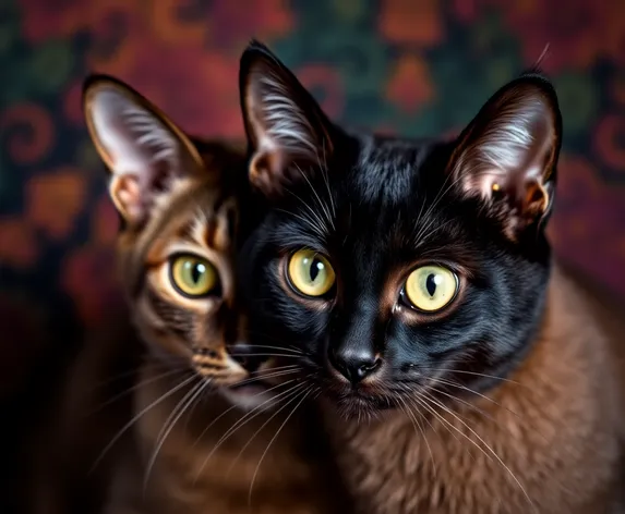 siamese and black cat