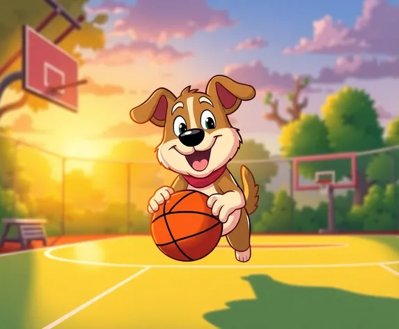 dog playing basketball drawing