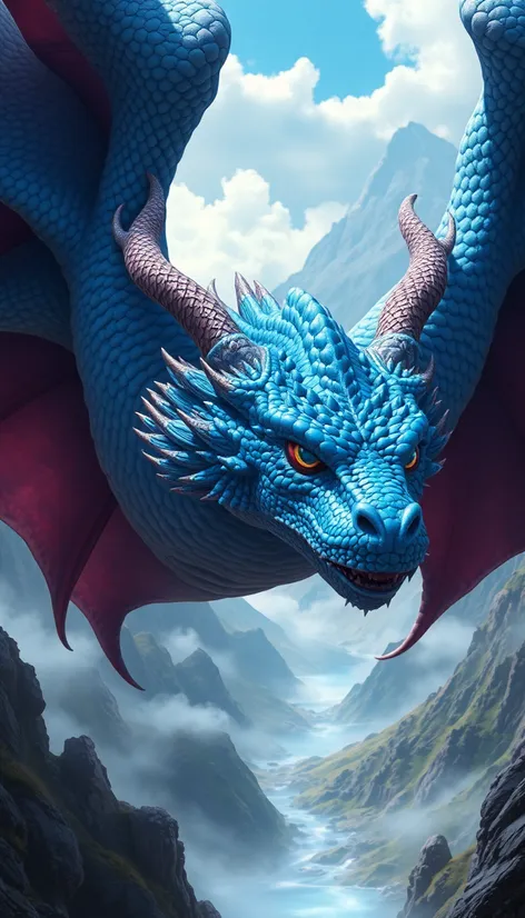 realistic blue dragon