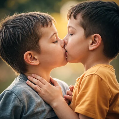 Little boys kissing