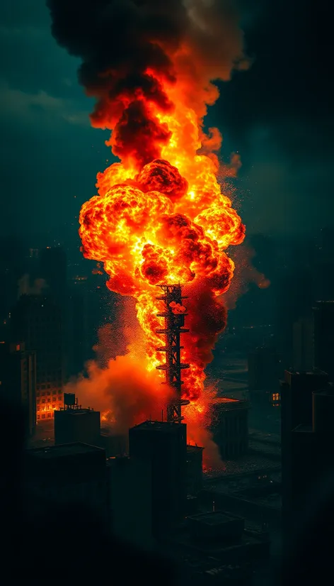 high resolution exploding building