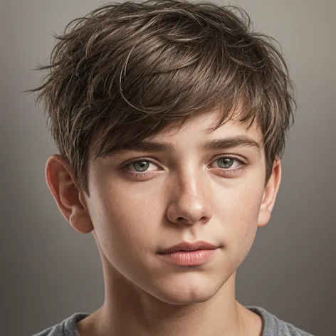 photorealistic, teen boy haircut,