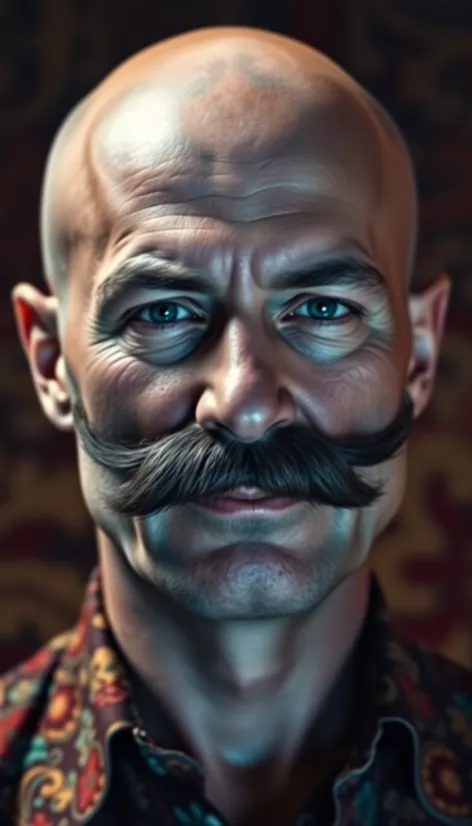 bald with mustache