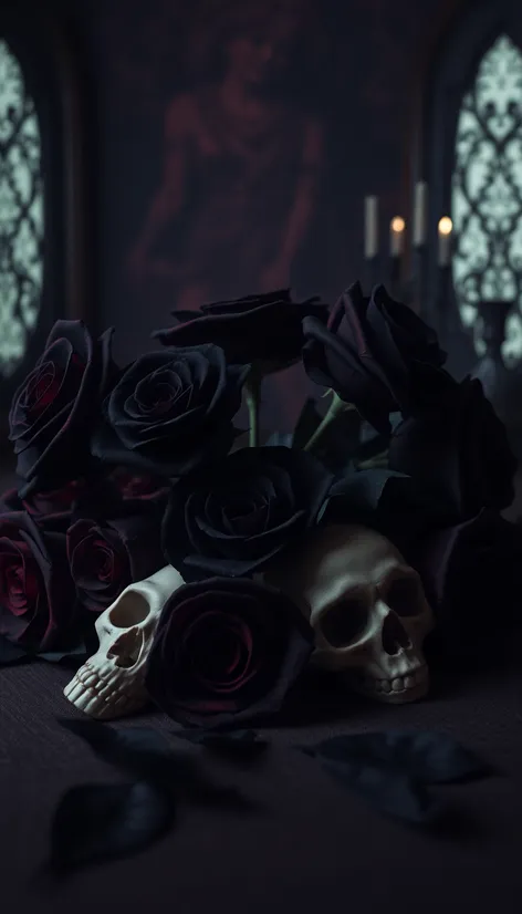 black roses and skulls