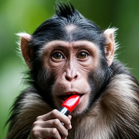 monkey with lipstick