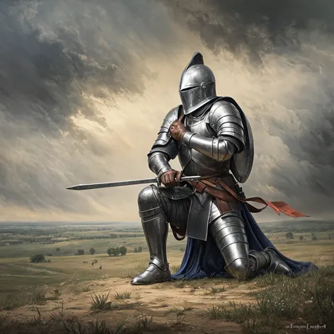 Knight kneeling in battle