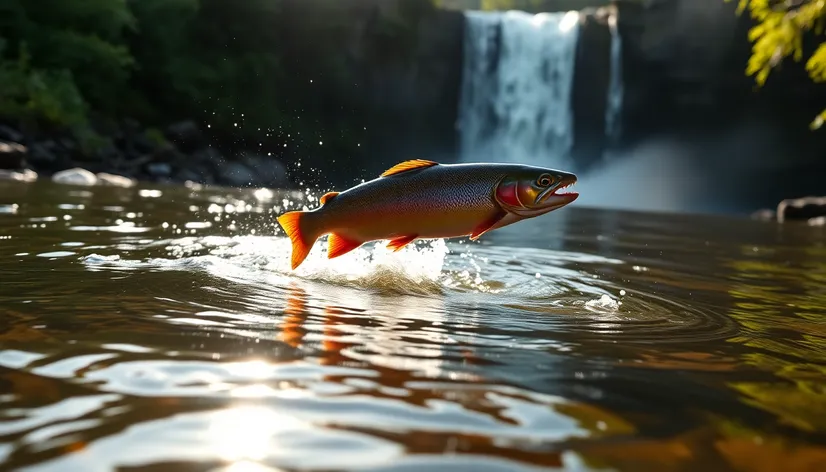 trout jumping out of