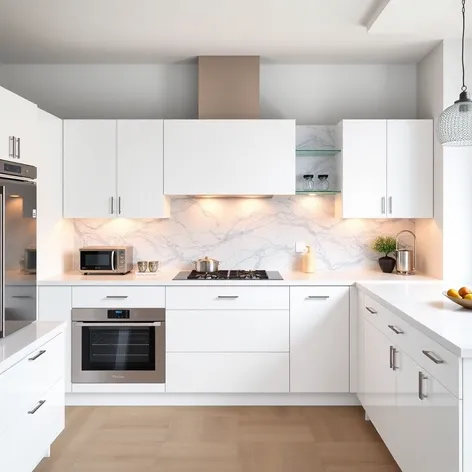 white kitchen with blue