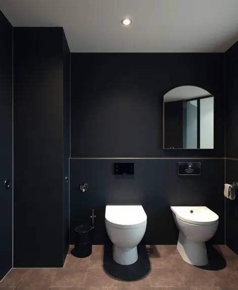 black washroom tiles