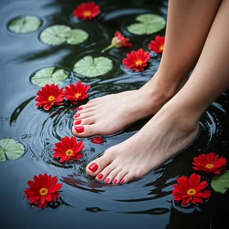 Bare feet with red