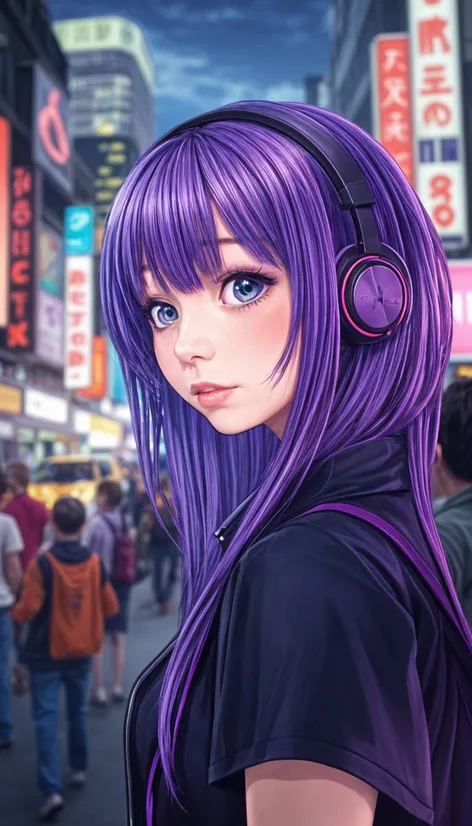 purple hair girl with