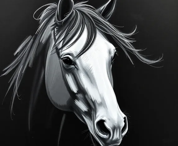 black and white horse