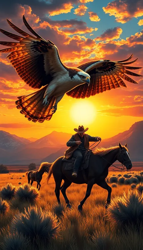 hawk attacking a cowboy