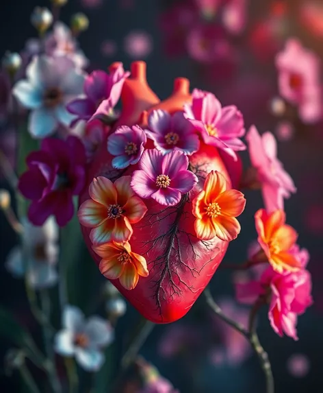 human heart with flowers