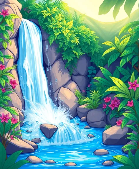 waterfall cartoon