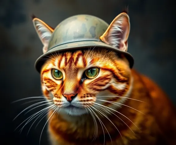 cat with army helmet