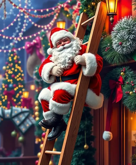 santa climbing ladder