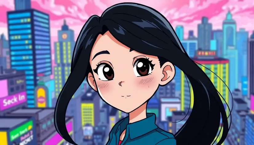 cartoon with black hair