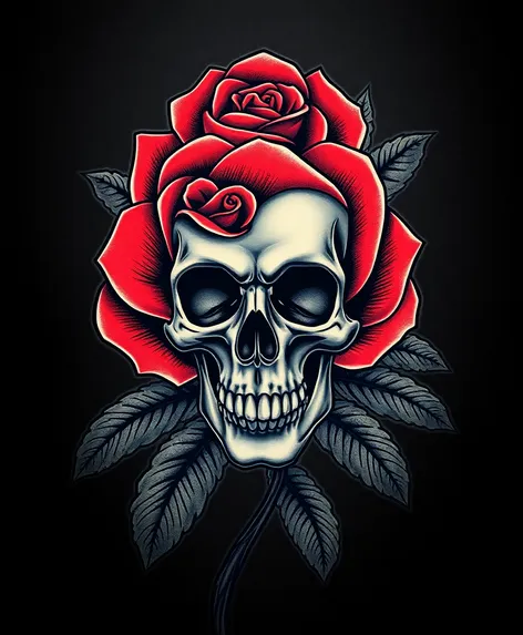 skull inside rose tattoo