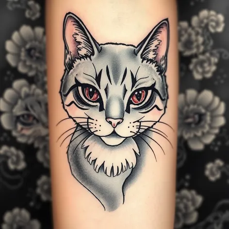 grey cat tattoo