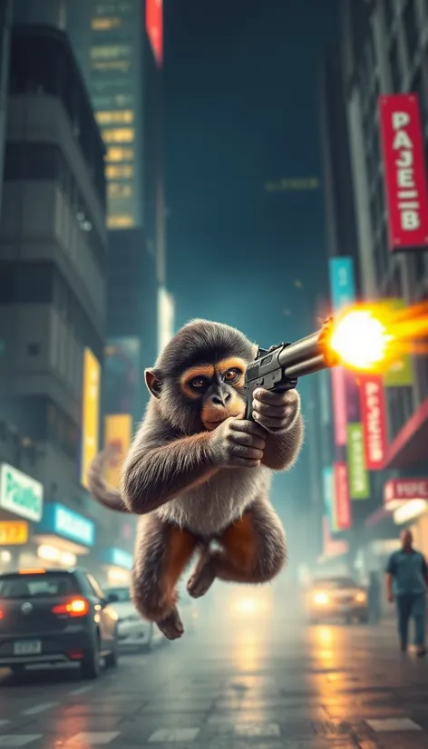 monkey shoots gun