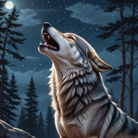 cartoon wolf howling