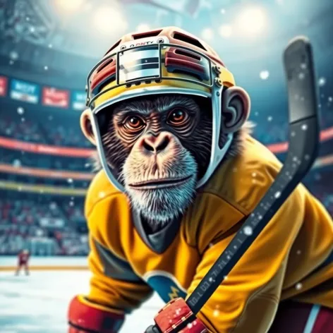 monkey playing hockey