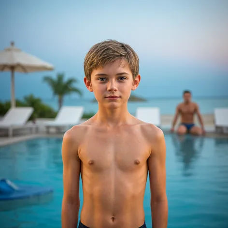 ennui,handsome,white boy,12 years old,swimsuit