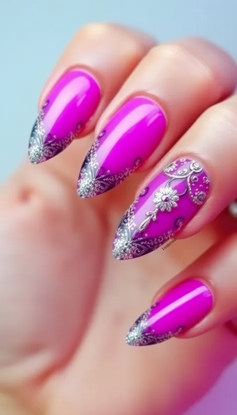 pink purple nail art