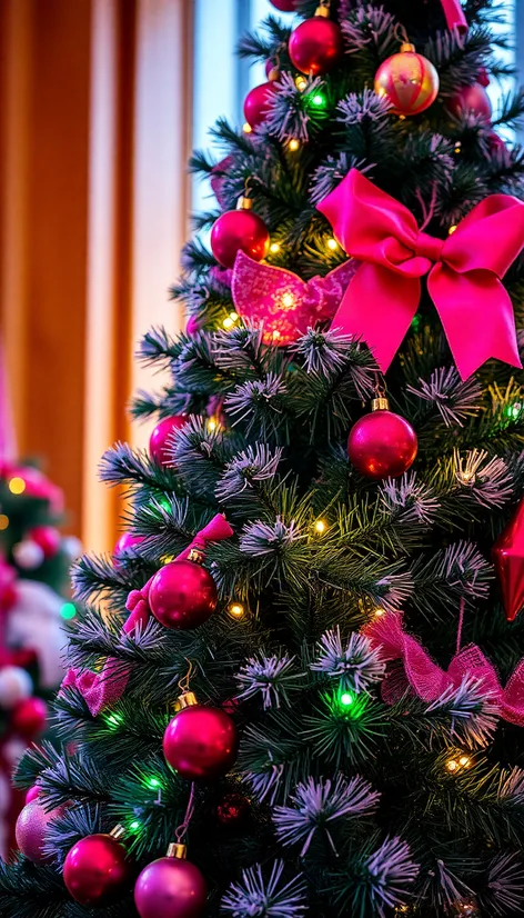 christmas tree with pink