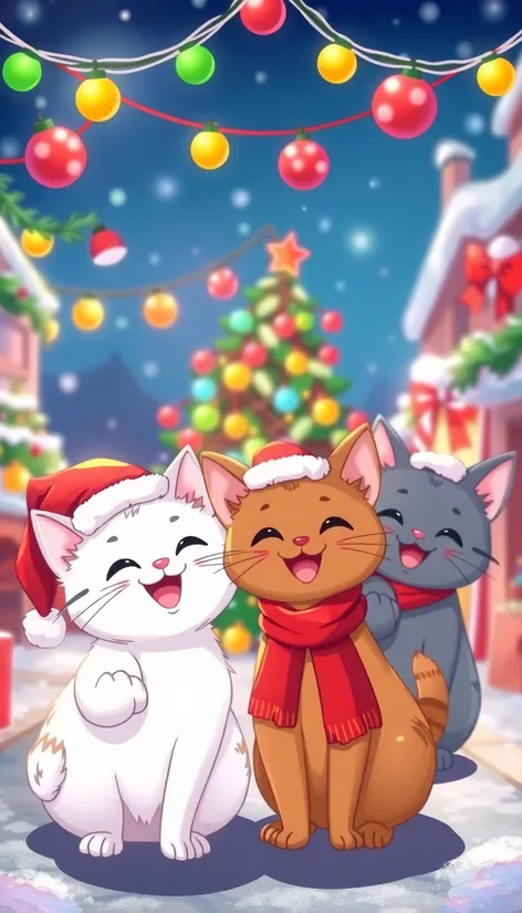 christmas cats drawing